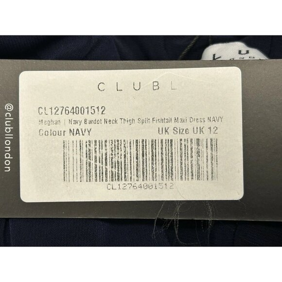 Club L NWT Blue Bardot Long Sleeve Maxi Dress Women’s Size 8 One Shoulder - Picture 7 of 8